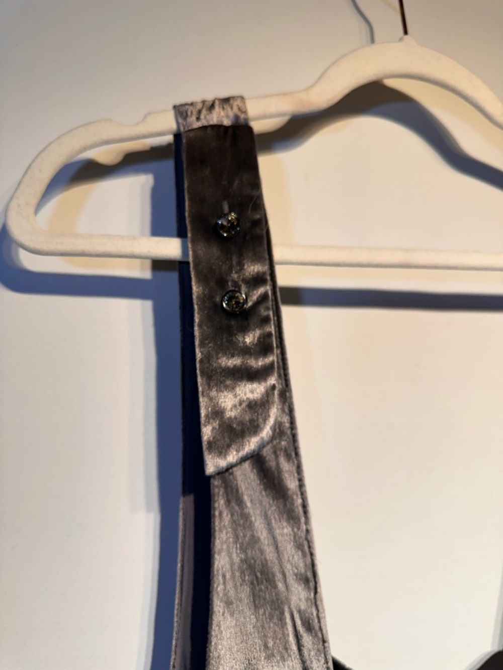 Maeve Charcoal Silver Velvet Halter Jumpsuit - Picture 6 of 7